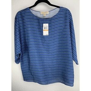 Michael Kors Blouse Blue Chain Size Small Fashion Basics MS34E899L6 New